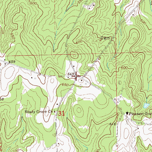Topographic Map of Prince Crossroads, AL