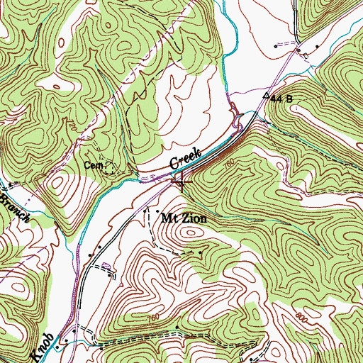 Topographic Map of Mount Zion Church, TN