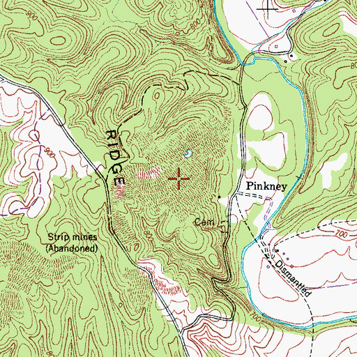 Topographic Map of Pinkney Mine, TN