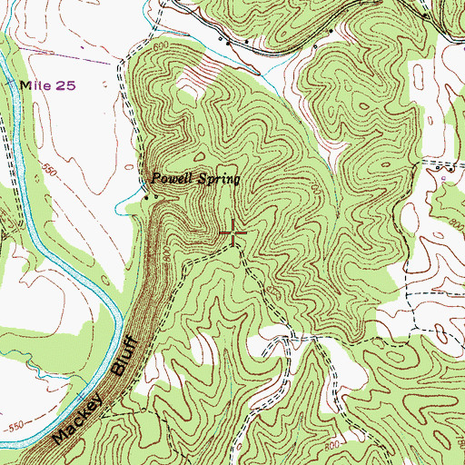 Topographic Map of Powell Mine, TN
