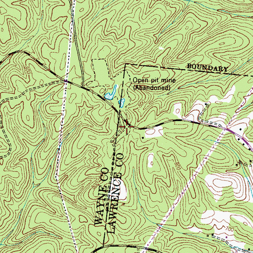 Topographic Map of Pruitt Mine, TN