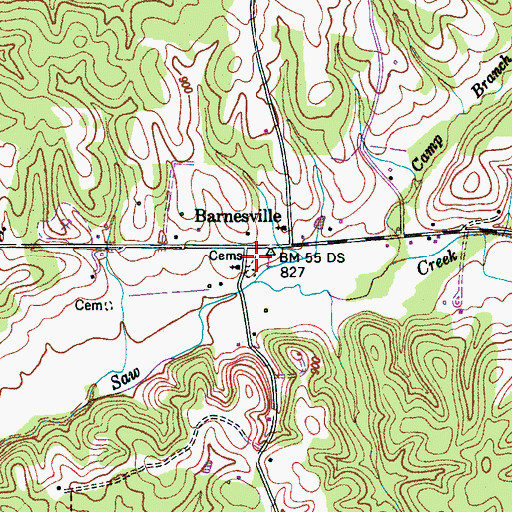 Topographic Map of Barnesville Cemetery, TN