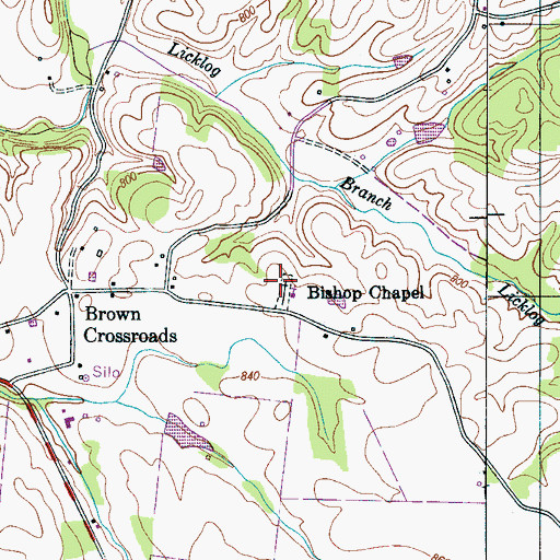 Topographic Map of Bishop Chapel Cemetery, TN