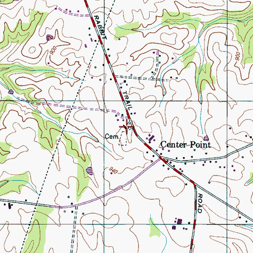 Topographic Map of Center Point Methodist Church, TN