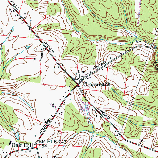 Topographic Map of Crossroads Freewill Baptist Church, TN