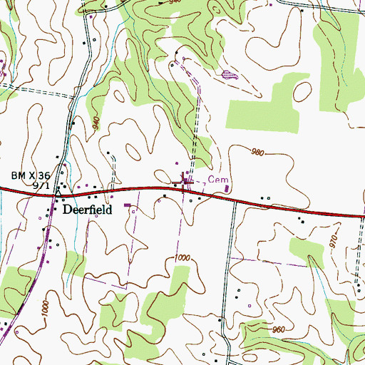 Topographic Map of Deerfield Baptist Church, TN