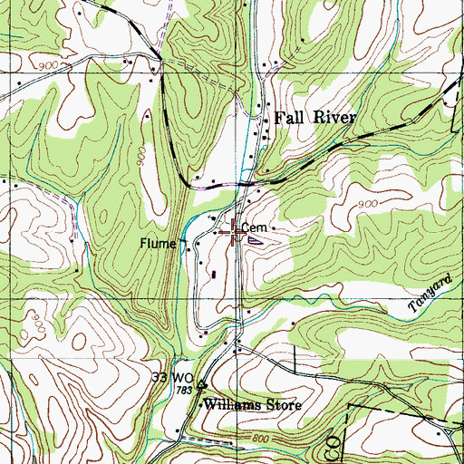 Topographic Map of Fall River Cemetery, TN