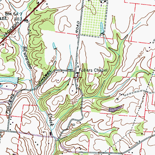 Topographic Map of Fuller Chapel Cemetery, TN