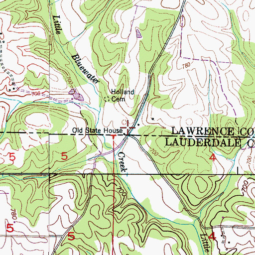 Topographic Map of Holland Stand (historical), TN