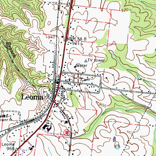 Topographic Map of Leoma Cemetery, TN