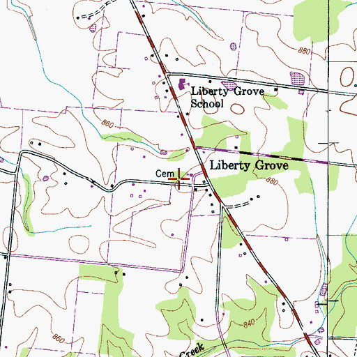 Topographic Map of Liberty Grove Cemetery, TN