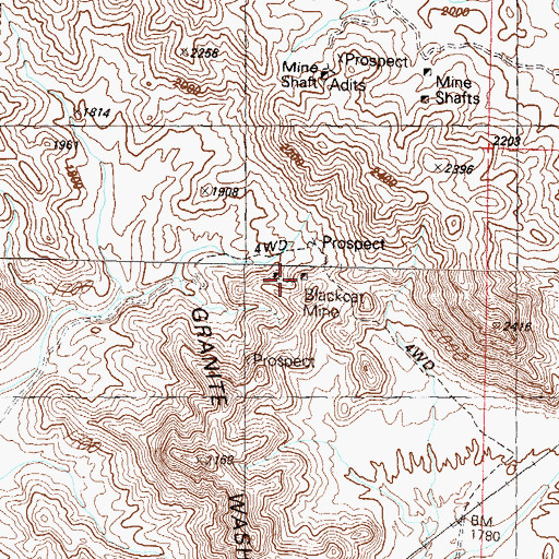 Topographic Map of Blackcat Mine, AZ