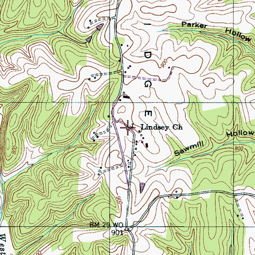 Topographic Map of Lindsey Cemetery, TN
