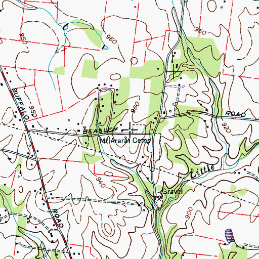 Topographic Map of Mount Ararat Cumberland Presbyterian Church (historical), TN