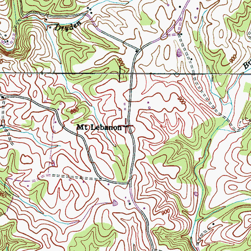 Topographic Map of Mount Lebanon Church, TN