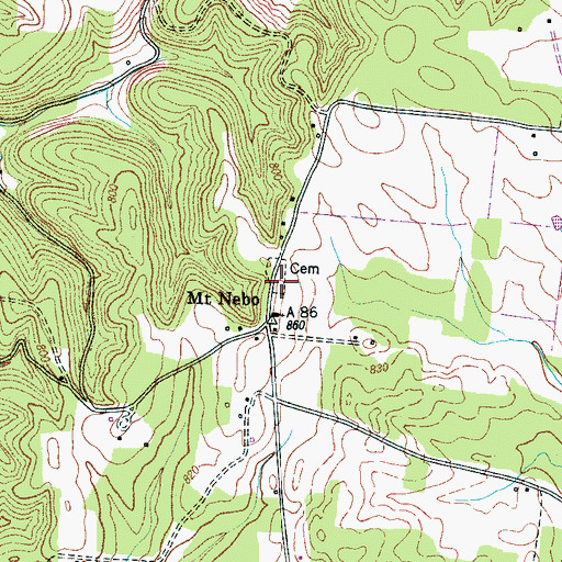 Topographic Map of Mount Nebo Cemetery, TN