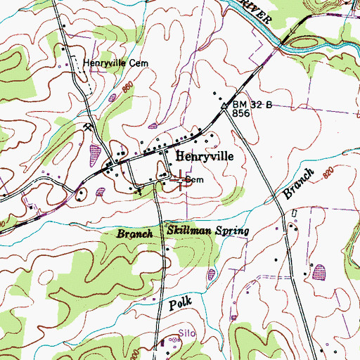 Topographic Map of Old Henryville Cemetery, TN