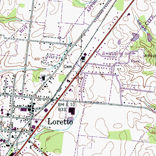Topographic Map of Restview Cemetery, TN