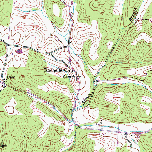 Topographic Map of Rochelle Cemetery, TN