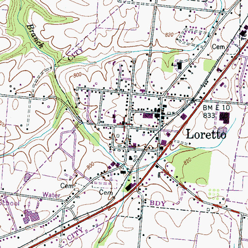 Topographic Map of Sacred Heart Catholic Church, TN
