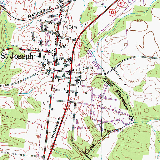 Topographic Map of Saint Joseph Catholic Church, TN