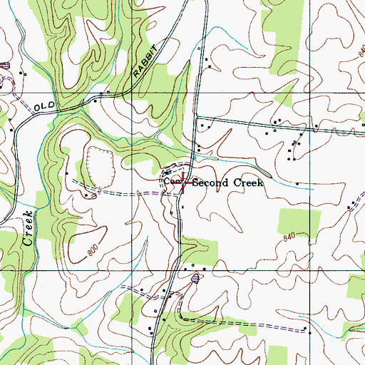 Topographic Map of Second Creek Cemetery, TN