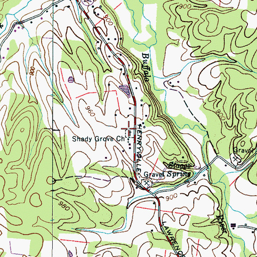 Topographic Map of Shady Grove Cemetery, TN