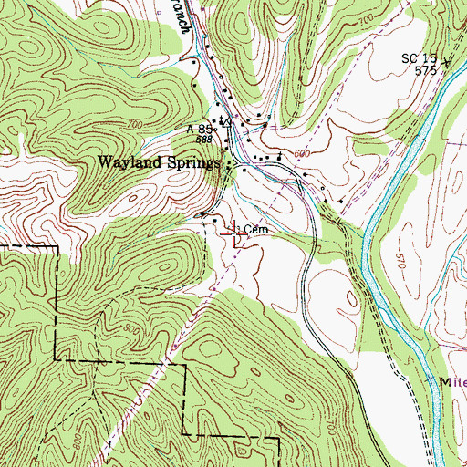 Topographic Map of Wayland Springs Cemetery, TN