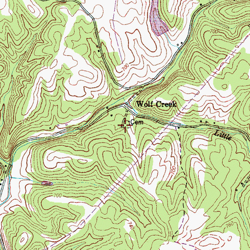 Topographic Map of Wolf Creek Cemetery, TN