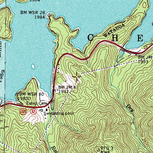 Topographic Map of Cardens Bluff Mine, TN