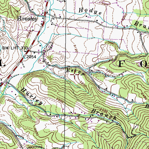 Topographic Map of Hodge Mine, TN