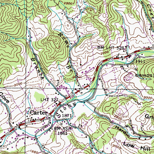 Topographic Map of Rome Hollow, TN
