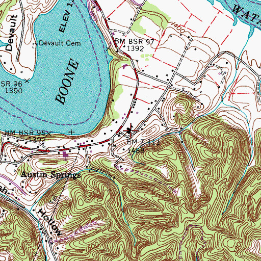 Topographic Map of Austin Springs Elementary School, TN