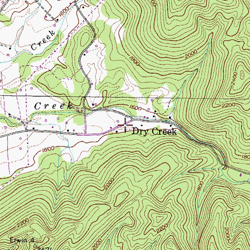 Topographic Map of Dry Creek School (historical), TN