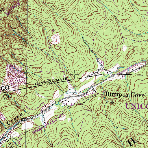 Topographic Map of Little Polly Hollow Mine, TN