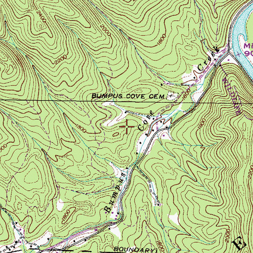 Topographic Map of Lower Peedee Mine, TN