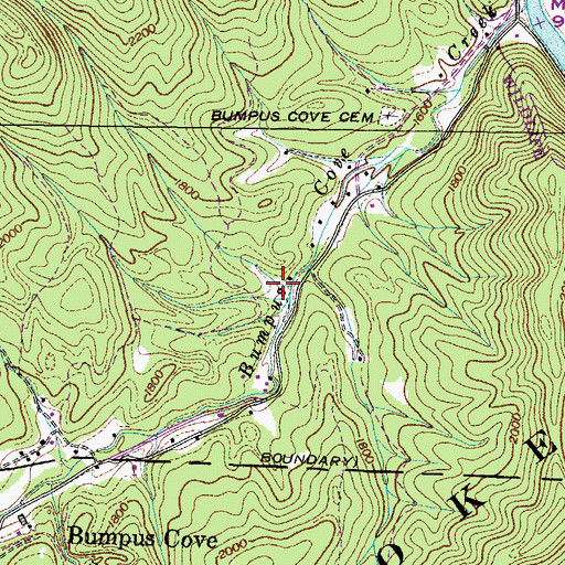 Topographic Map of Oak Hollow, TN