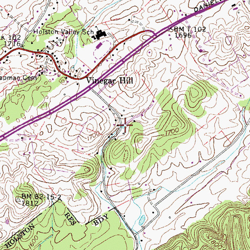 Topographic Map of Edmonds Spring, TN