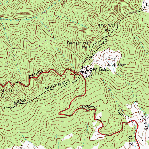 Topographic Map of Low Gap Spring, TN