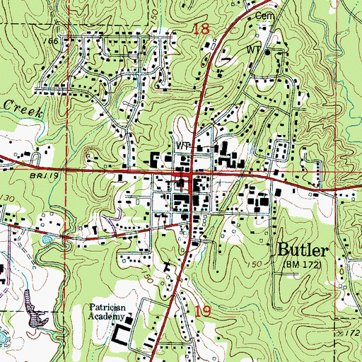 Topographic Map of Choctaw County Courthouse, AL