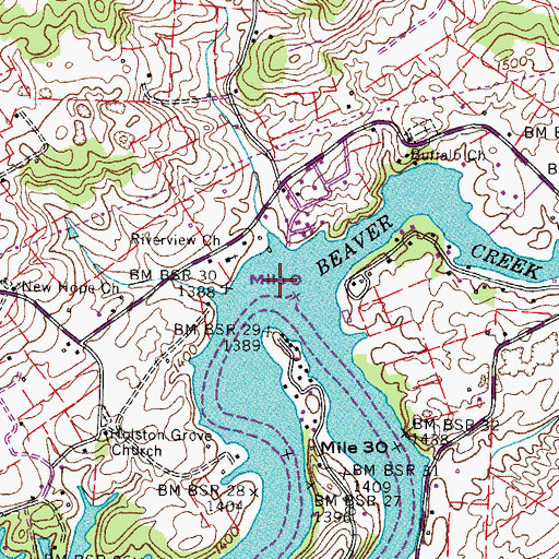 Topographic Map of Old Bloomary Forge (historical), TN