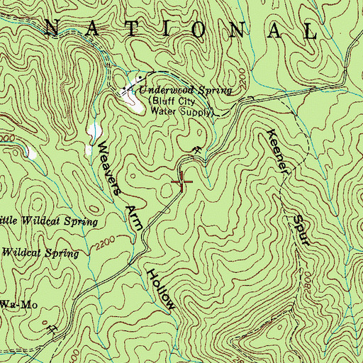 Topographic Map of Weavers Arm Prospect, TN