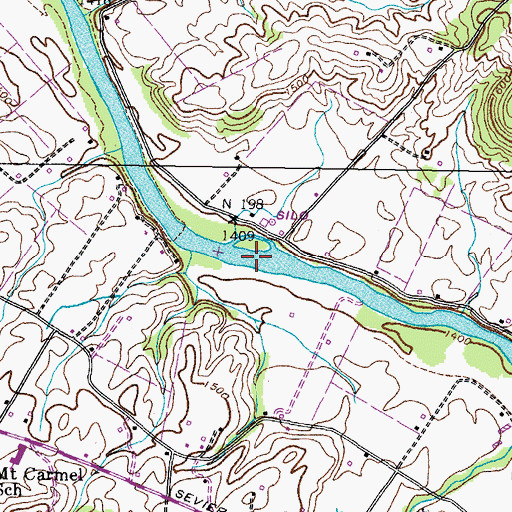 Topographic Map of Blackburns Shoals, TN
