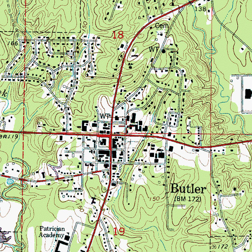 Topographic Map of Choctaw County Public Library, AL