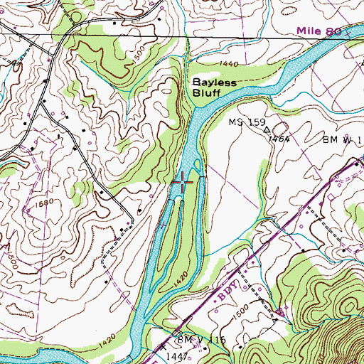 Topographic Map of Clarks Shoals, TN