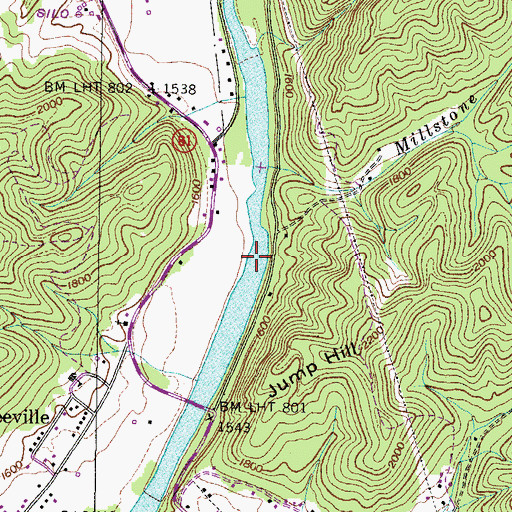 Topographic Map of Embrees Dam (historical), TN