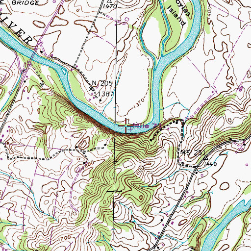 Topographic Map of Wilsons Shoals, TN