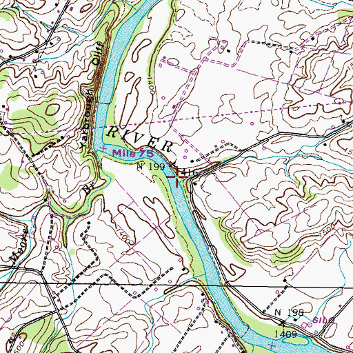 Topographic Map of Winter Jacob Broils Shoals, TN