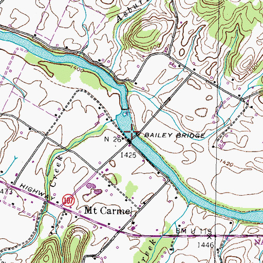 Topographic Map of Woods Rock Shoals, TN