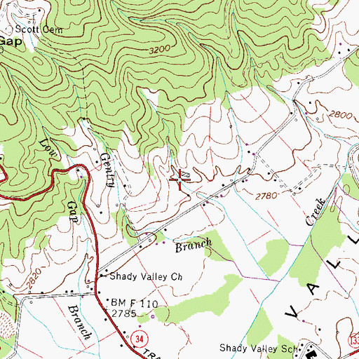 Topographic Map of Bentley Mine, TN